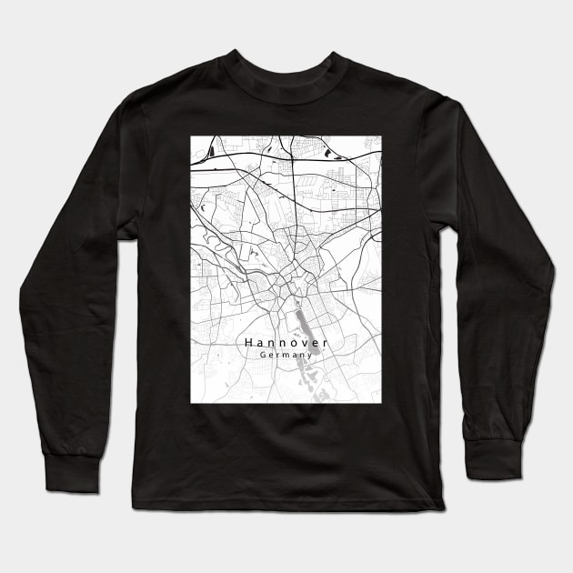 Hannover Germany City Map Long Sleeve T-Shirt by Robin-Niemczyk
